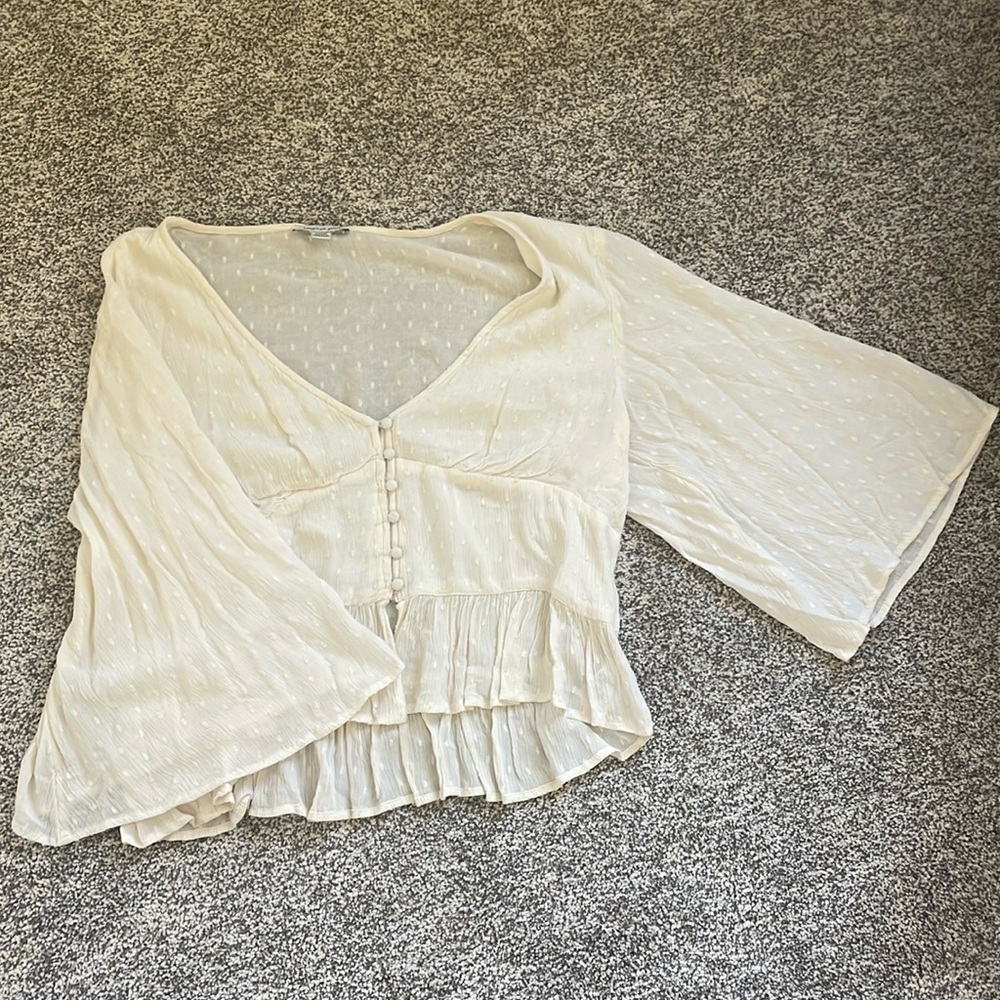 White Flowy American Eagle Top